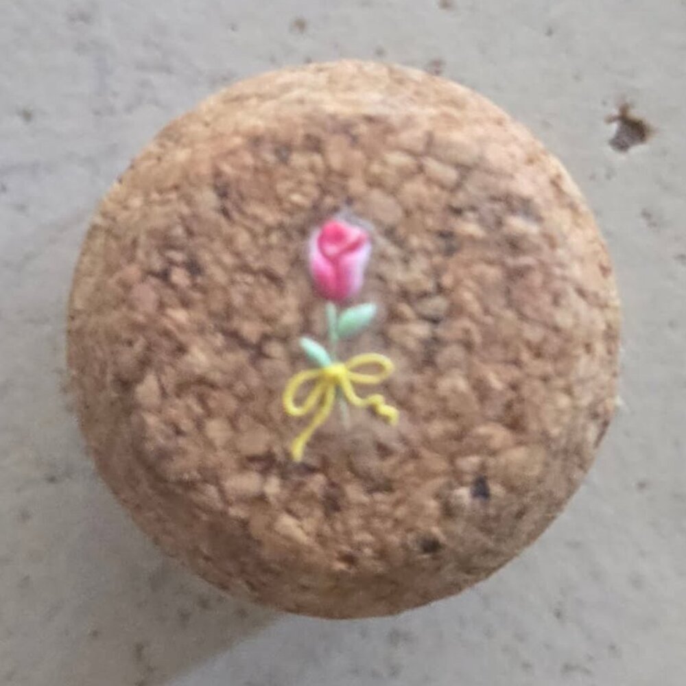 Brand New Hand Crafted Magnet Created from Champagne Cork Featuring Flowers